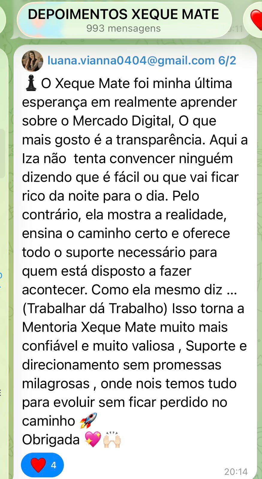 Depoimento aluna Xequemate PRO